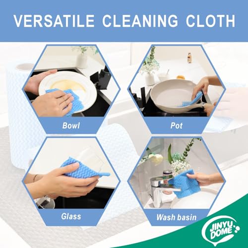 Image of Handi Wipes Reusable Cloth Disposable Cleaning Cloth Kitchen Dish Cloth Dish Towels Dry Blue Washable Wipes Dish Towel Rolls, Soft Durable And Absorbent, 2 Rolls,Total Pack Of 200, Blue