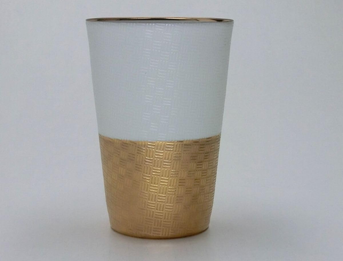 J-kitchens Ultra Thin Glass Tumbler Gold Ajiro in Wooden Box 12.1 fl oz (370 ml), Made in Japan