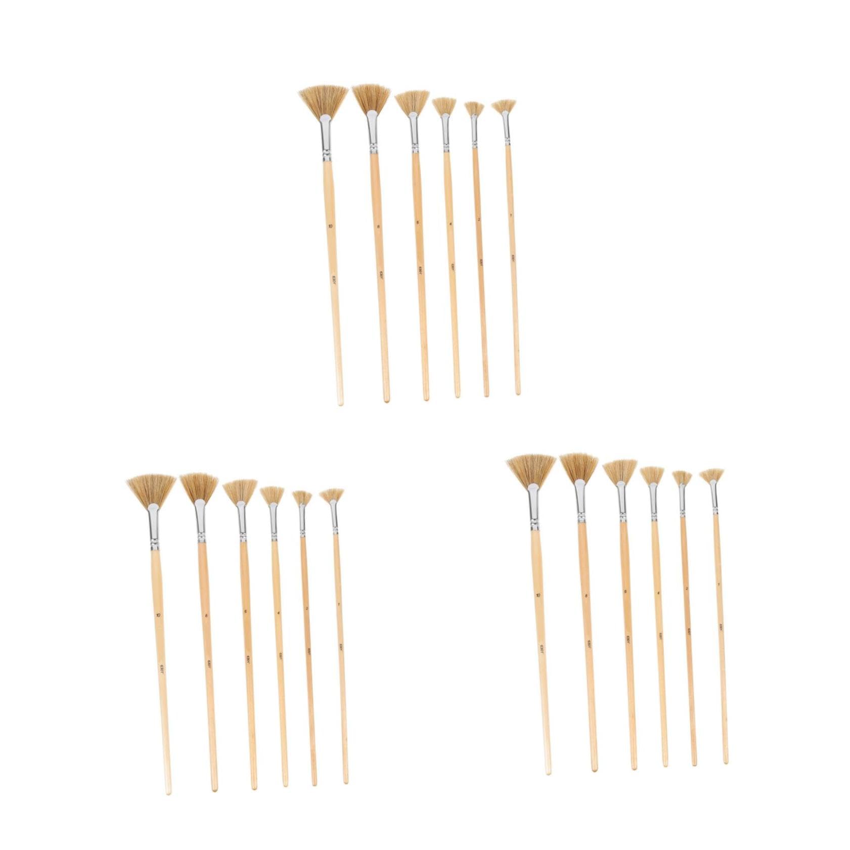 Angoily 3 Ensembles Set De Pinceaux Éventail Brosse Aquarelle Multifonctionnelle pour Peinture Huile Gouache pour Activités 6 Pièces * 3