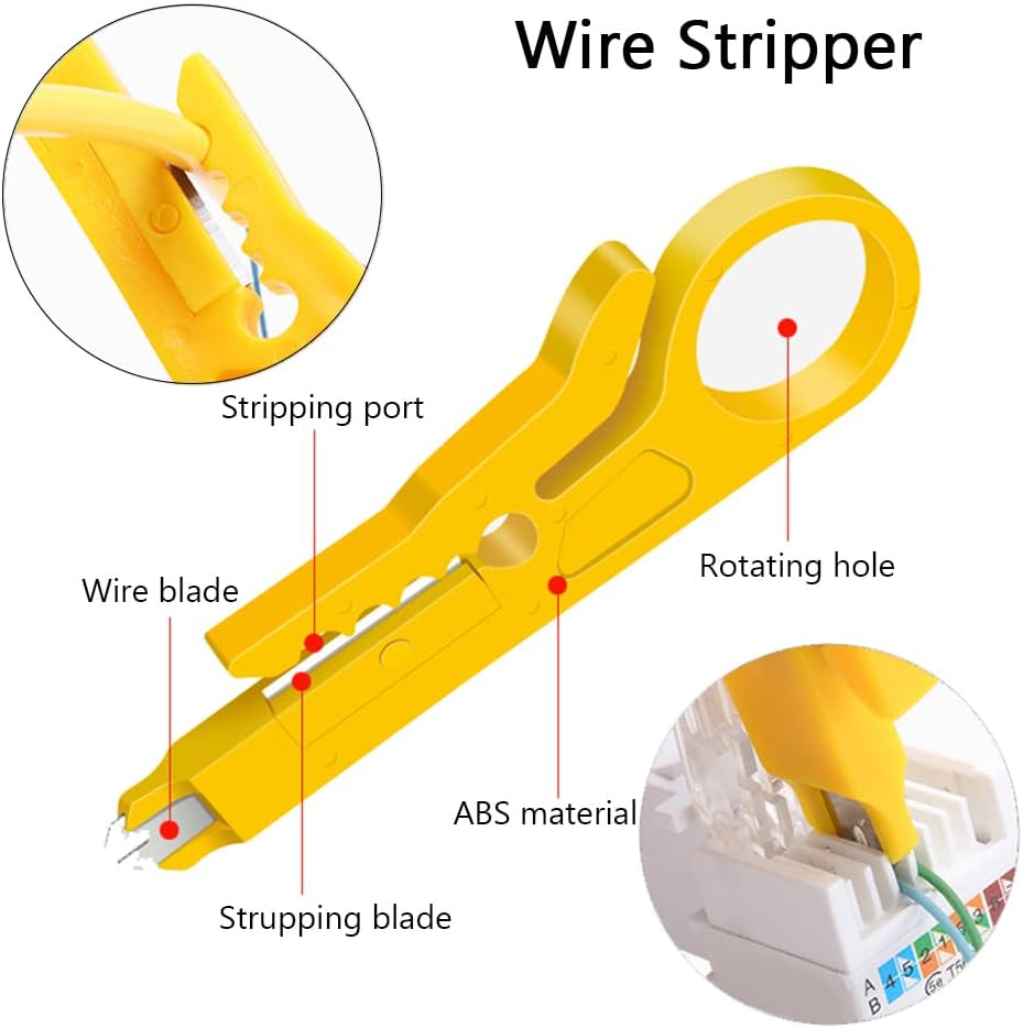 Network Tool Kit Professional Coax Crimper Tool Kit Coaxial Compression Stripping Tool Set Crimper Krone Punch Down Tool in a Zipper Case
