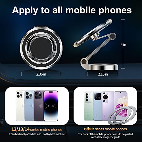 JTRSL Magnetic Car Phone Holder for MagSafe, Compact and Beautiful Car Cell Phone Holder, 360° Adjustable Magnetic Car Mount, Car Magnetic Phone Mount for iPhone 14 13 12 Pro Max Plus Mini (Silver)