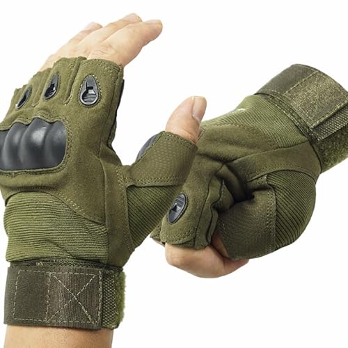 Tactical Fingerless Gloves for Men, Half Finger Military Army Glo...