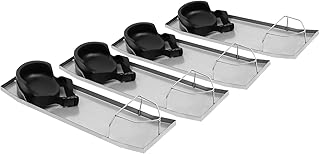 BANLICALI 2 Pair Concrete Sliders, 28' x 8' Stainless Steel Concrete Knee Boards with Concrete Knee Pads & Board Straps, Buckle Closure Type Concrete Kneeboards for Concrete Finishing Black