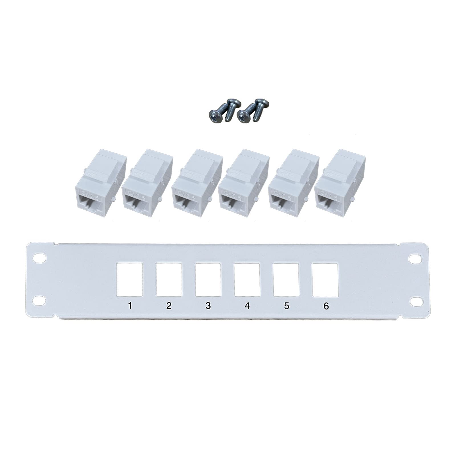 MHADBKH 6 Port CAT6 RJ45 Through Coupler Panel with Back Wallmount Or Rackmount for CAT6 UTP STP Cabling