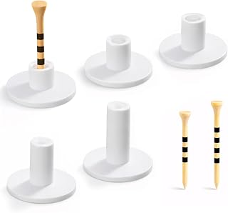 SAPLIZE 51/45/6 Pcs Rubber Golf Tees for Mats, Golf Mat Tee Set for Driving Range & Simulator, Durable Unbreakable Rubber Tees, 11 Rubber Tees + 40 Bamboo Golf Tees (2-3/4'' & 3-1/4'', 20 Each)