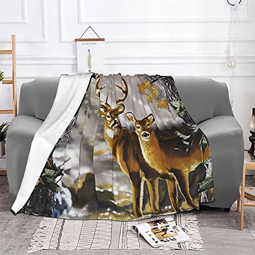 Yishow Tree Camouflage Deer Fleece Throw Blanket, Cozy Sherpa Plush Blankets For Bed Couch Sofa - 60" X 50" #TOP1