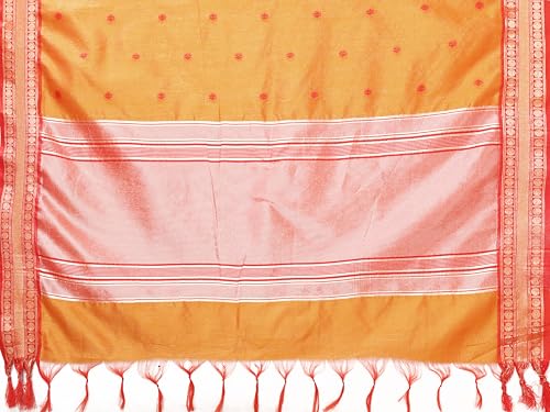 Image of Sidhidata Women's Cotton Silk Jacquard Boardered Saree With Unstitched Blouse Piece (Kalyani)