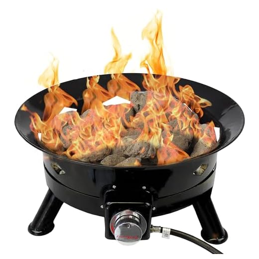 Flame King Smokeless Propane Fire Pit, 24-inch Portable Firebowl, 58K BTU with Self Igniter, Cover, & Carry Straps for RV, Camping, & Outdoor Living