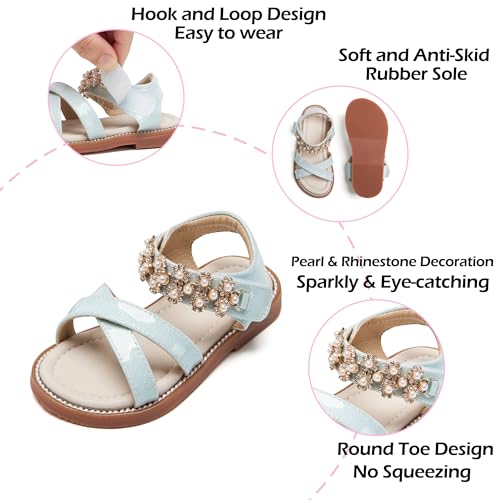 Image of PHIRAMIN Toddler Girl Sandals - Flower Girl Dress Shoes Open Toe Little Kid Flats