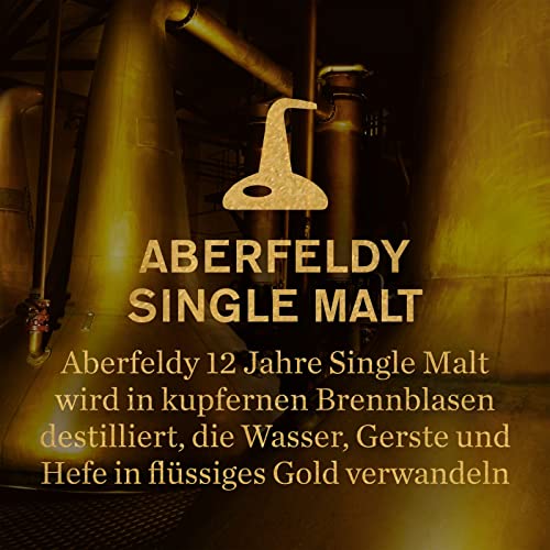Aberfeldy 12 Jahre Single Malt Scotch Whisky in Goldbarren-Dose, 40 Vol.-%, 70 cl/700 ml, Premium-Whisky-Geschenk, in vier verschiedenen Fassarten gereift