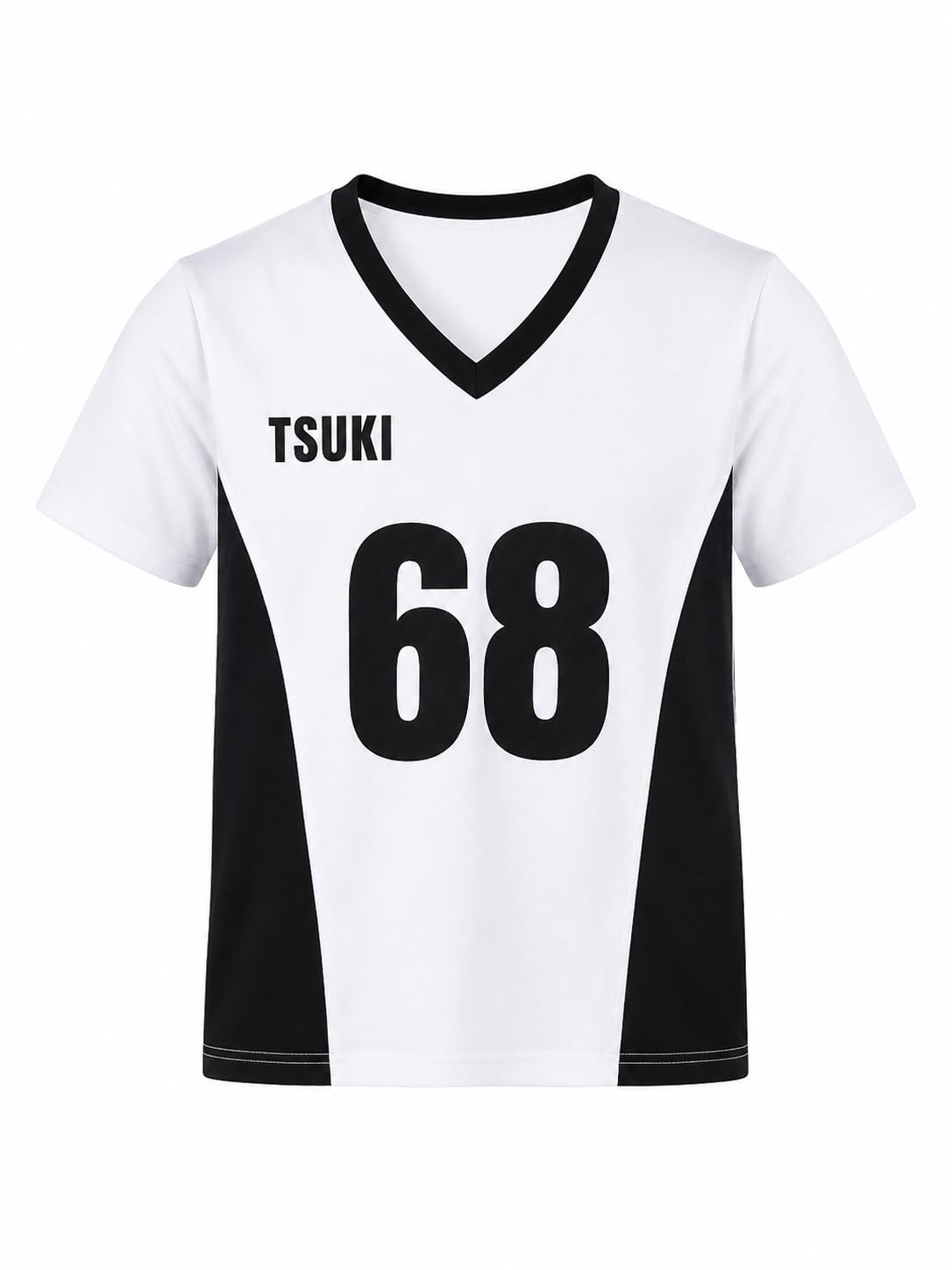 Women's Cropped V-Neck Football Jersey | White and Black Short-Sleeve Athletic Crop Top | Comfortable Slim Fit Activewear Sports Training Gym Wear-picture-12