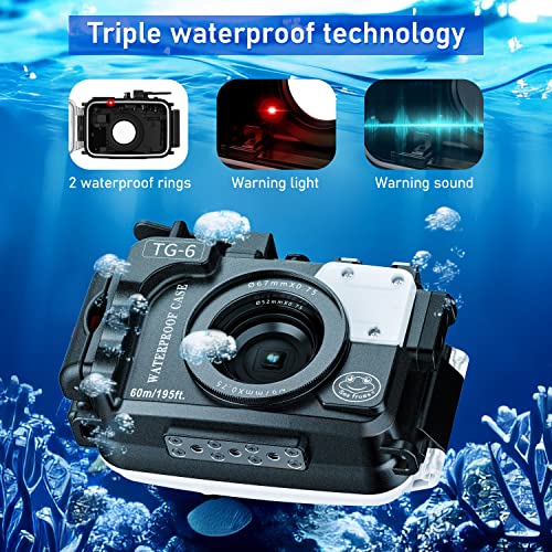 Seafrogs Waterproof Housing For Olympus Tg6, Professional 195Ft/60M Underwater Camera Case, Perfect For Diving Enthusiasts Take Professional Photos Underwater Protective Diving Camera Cases(Black) #TOP1