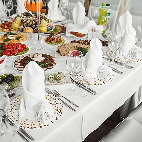 80 Pieces White Gold Party Tableware, Party Supplies Gold Foil Dot Plates Cups Straws Napkins, Paper Disposable Dinnerware Set Paper Tableware for Birthday Wedding Anniversary Decorations (20 Guests)