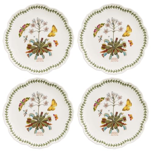 Portmeirion Botanic Garden Lotus Blossom Side Plates, Set of 4 - Subtropical Plant with Butterflies Motif, 8.8 Portmeirion Botanic Garden Lotus Blossom Side Plates, Set of 4 - Subtropical Plant with Butterflies Motif, 8.8