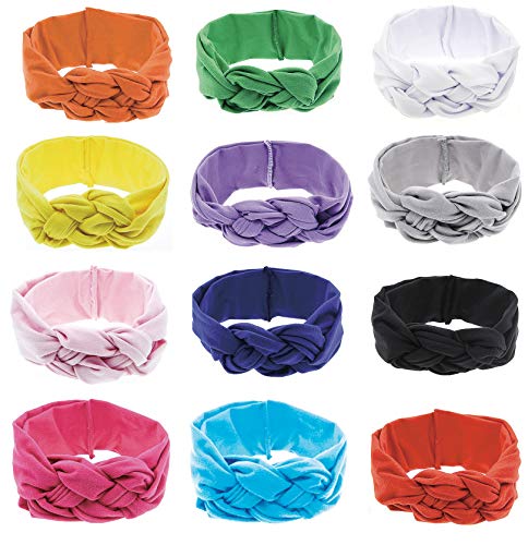 12pcs Baby Headbands Nylon Infant Headbands for Baby Girls Baby Head Wrap Baby Headbands Turban Knotted