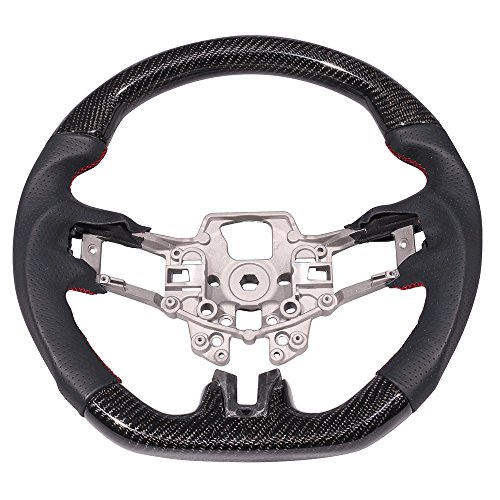 Steering Wheel Compatible With 2015-2017 Ford Mustang, V2 Style Carbon Fiber With Real Leather Black V2 V6 GT by IKON MOTORSPORTS, 2016