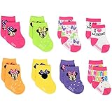 Mickey and Minnie Mouse Baby Boys Girls 8 pack Socks (0-6 Months, Minnie Pink)