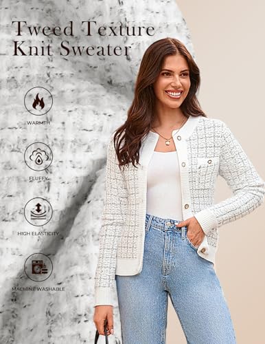 Image of GRACE KARIN Womens Open Front Button Down Long Sleeve Texture Knit Cardigan Sweaters with Pockets