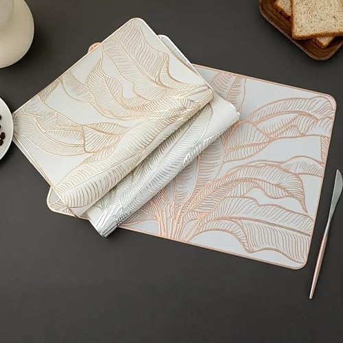 Image of Dakshya Industries Stylish PVC Dining Placemats Set of 2 (45x30 cm) - Waterproof, Durable, Heat Resistant Table Mats (Copper)