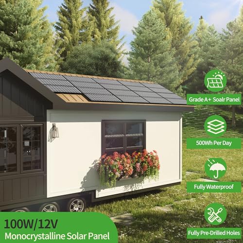Image of JJN 100 Watt Solar Panel, N-Type 16BB High Efficiency 12 Volt Solar Panels, 25% High Coversion Rate Solar Module PV Charge for Boat Rooftop Caravan and Other Off-Grid System