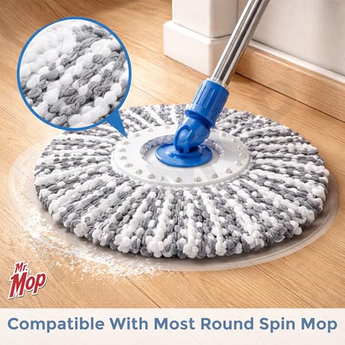 Image of 360 Rotating Magic Spin Mop Microfiber Refill for Floor Cleaning | Bucket Mop Head Replacement Accessories - Grey
