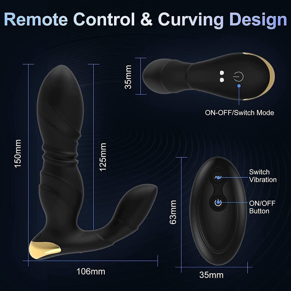 Masajeador con mando a distancia para hombre, recargable, con 10 modos de vibración y 2 potentes motores