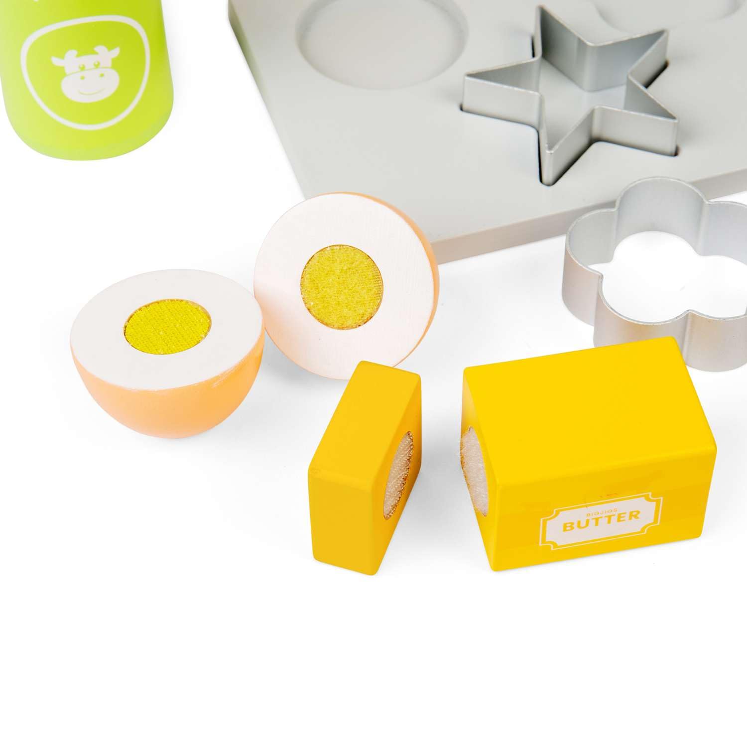 Bigjigs Toys Zestaw ciasteczek do pieczenia – 15 szt. drewniany zestaw do zabawy, akcesoria kuchenne, odgrywanie ról dla dzieci, zrównoważone prezenty i zestawy do zabawy, wiek 18 miesięcy +