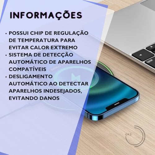 Carregador Sem Fio Indução Com LED Base Wirelles Turbo 15w - GKS