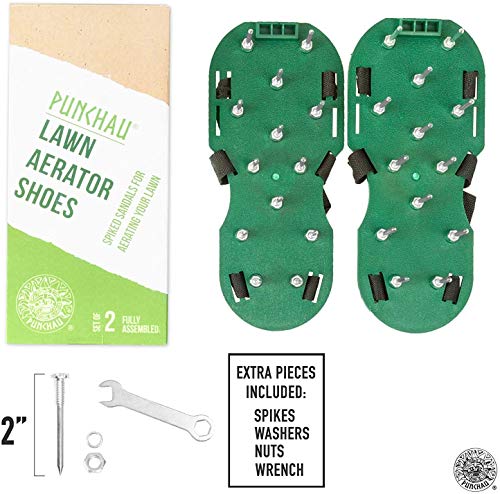 Punchau Lawn Aerator Shoes w/Metal Buckles and 3 Straps - Heavy Duty Spiked Sandals for Aerating Your Lawn or Yard - Thumbnail 2