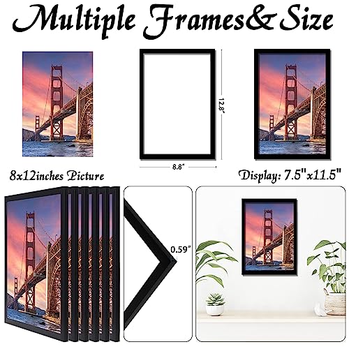 Ijuerybai 6 Sets 8X12 Picture Frame, Frames For 8 X 12 Canvas Collage Photo Poster Certificate Wall Gallery, High Transparent Horizontal Vertical Black 8 By 12 Inches #TOP2