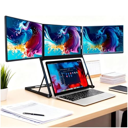 Image of 15.6 Inch Laptop Screen Extender, Triple Monitor for 11-18 Inch Laptops, FHD 1080P Foldable Display with 360 Rotation