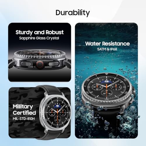 Image of Samsung Galaxy Watch8 Classic (46mm Bluetooth, Black) with 3nm Processor | Dual GPS | Sapphire Glass & Stainless Steel | 5ATM & IP68 | BP, ECG, IHRN & Vascular Load Monitoring | Anti-oxidant Index