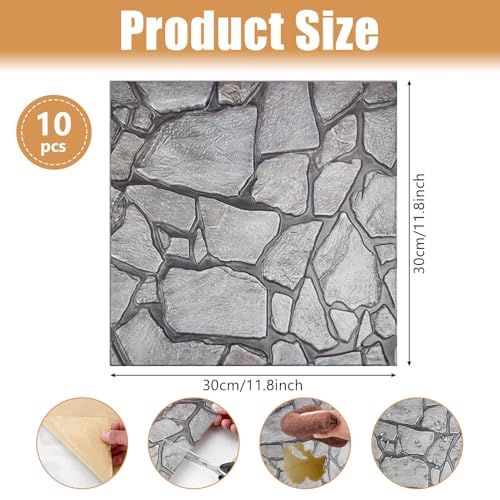 Papel de pared impermeable 3D paneles autoadhesivos imitación piedra PVC 10 piezas 3