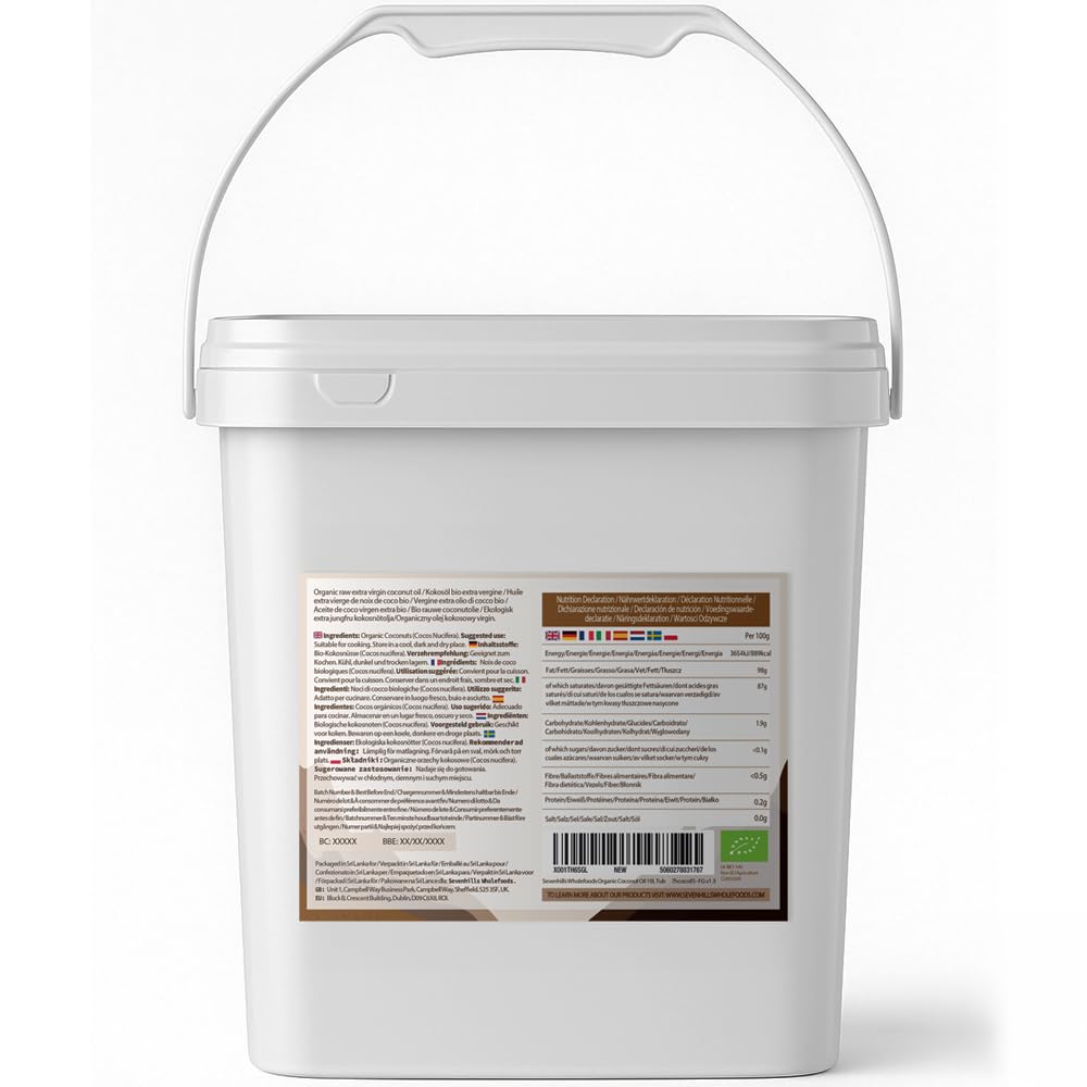 Sevenhills Wholefoods 10L Organic Extra Virgin Raw Coconut Oil Cold-Pressed Tub for Cooking Baking Skin Moisturiser & Hair Conditioner product thumbnail 8