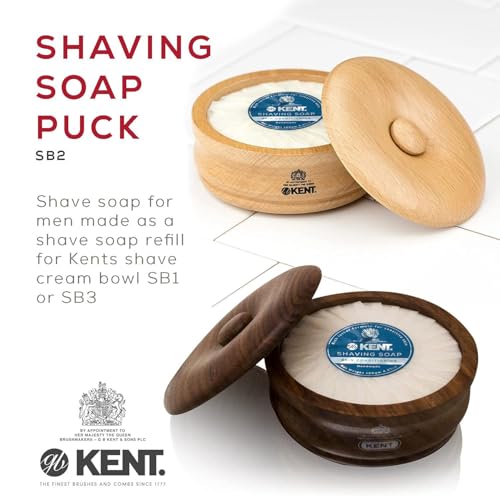 Image of Kent SB2 Shaving Soap Puck Refill for Men for Shaving Soap Bowl Use with Shaving Brush for Men, Luxury Shave Barber Soap Made with Extracts of Coconut, Sgea, Jaboba Made in England (Pack of 2)