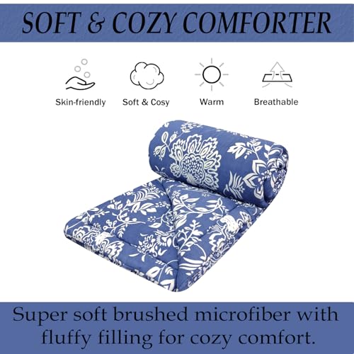 Image of MORADO Glace Cotton AC Comforter /Blanket /Quilt for Double Bed | Ultra Soft & Lightweight | All Season Reversible Comforter | Cozy Bedding for Home & Hotel | Size 90x100 Inches,Blue & Bale,Double