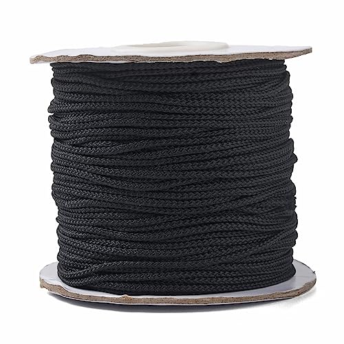 UR URLIFEHALL 54 Yards/50m Black Braided Nylon Thread 2mm Chinese Knotting Cord Twisted Cord for Home Decor DIY Crafts Jewellery Making