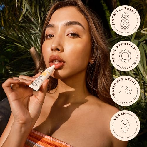 Image of Hawaiian Tropic Sunscreen Lip Balm SPF 30, Pineapple, 0.3 Oz | Hydrating SPF lip balm with vitamin E and shea butter, Natural finish, Pineapple flavor, Water resistant, Travel sunscreen