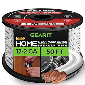 12AWG Speaker Wire, GearIT Pro Series 12 AWG Gauge Speaker Wire Cable (50 Feet / 15.24 Meters) Great Use for Home Theater Speakers and Car Speakers White