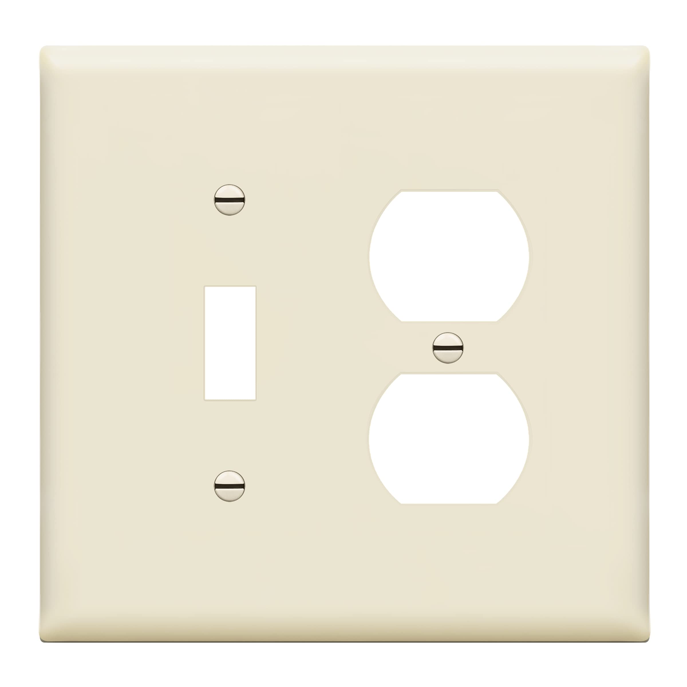 Placa combinada para interruptor de palanca y toma de receptaculo duplex ENERLITES
