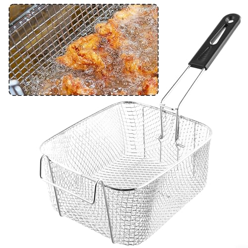 Cesta para Freidora de Acero Inoxidable con Recubrimiento de Níquel para Mini Brochetas, Papas Fritas y Pescado, 20.5 x 18.5 x 10.5 cm, Compatible con Freidoras de 10L y 20L miniatura 6