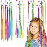 HQCM 36PCS Hair Extensions for Girls, 4 Styles Hair Braids Clip Accessories for Kids Princess Rainbow Hairs Children Highlights Braiding Kit Colorful Braid Bundles for Crazy Day Festival Parties