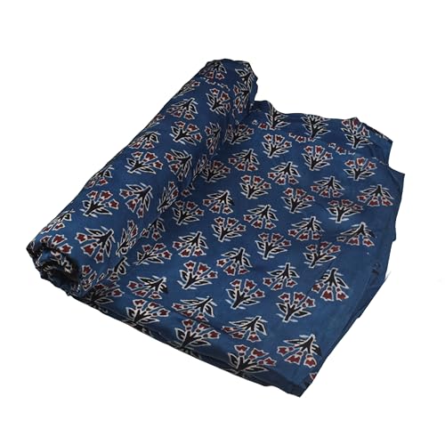 Image of Ethnics of Kutch Womens's Ajrakh Modal Silk Natural Dye Hand Block Print Unstitched Kurta Fabric