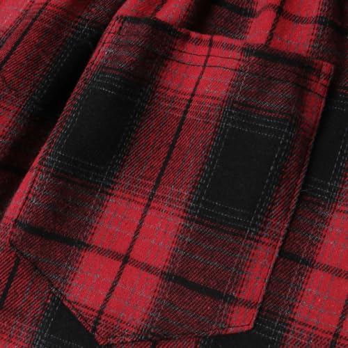 Mens Flannel Plaid Casual Pants Drawstring Waist Pajama Pants Lightweight Straight Leg Lounge Sleep Pants with Pocket4