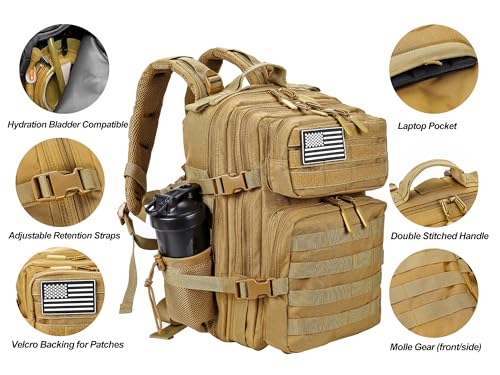 Image of LHI Tactical Military Backpack for Men and Women 25L /35L Army Assault Pack Bag Small Rucksack with Bottle Holder