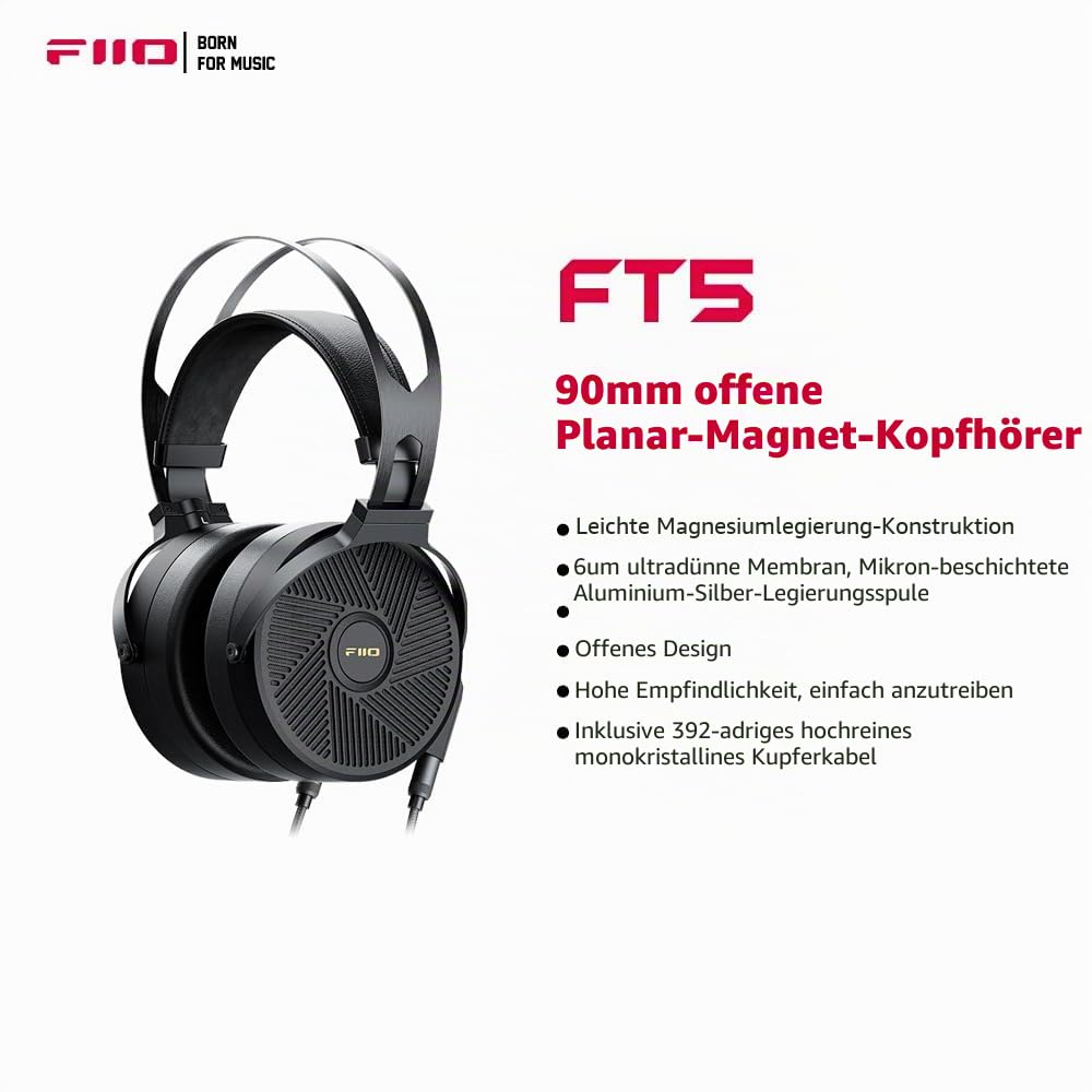 FiiO FT5 offene planare magnetische Kopfhörer, 90 mm