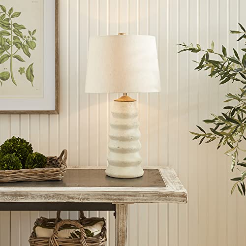 MY SWANKY HOME Ribbed Pitted Tapered Cream Off White Vintage Style Table Lamp Neutral Coastal - Image 2