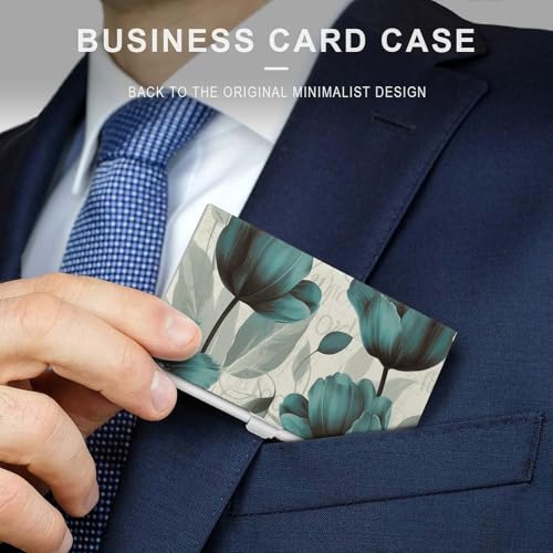 Slim Metal Business Card Holder - Flower Aluminum Alloy Card Case with Buckle Closure, Holds 20 Cards & Cash, Professional Credit Card Size ID Holder for Men Women Gift3