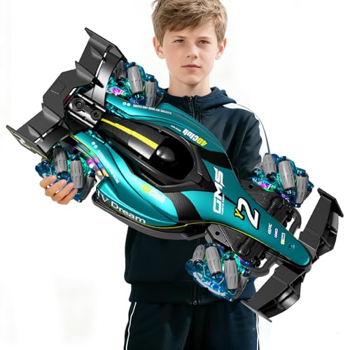 4DRC Y2 Ferngesteuertes Auto ab 6 7 8 9 10 Jahre,2.4 GHz 1:16 RC Auto Spielzeug mit LED Licht & 360°Drehung & Sprühfunktion, Weihnachten Geburtstags Geschenke Junge Kinder Spiele Indoor Outdoor