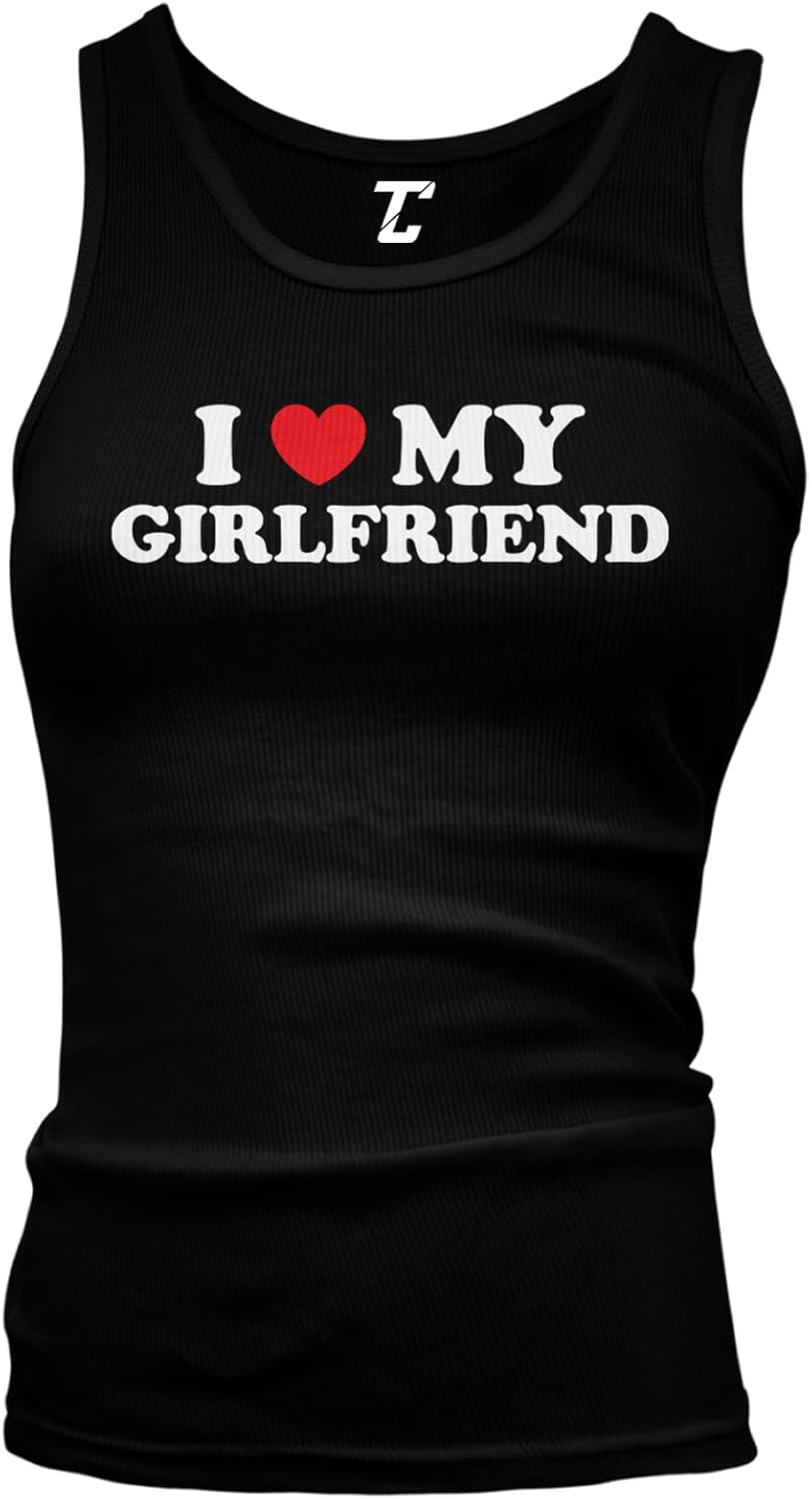 I Love My Girlfriend - Valentine's Day Heart Juniors Tank Top